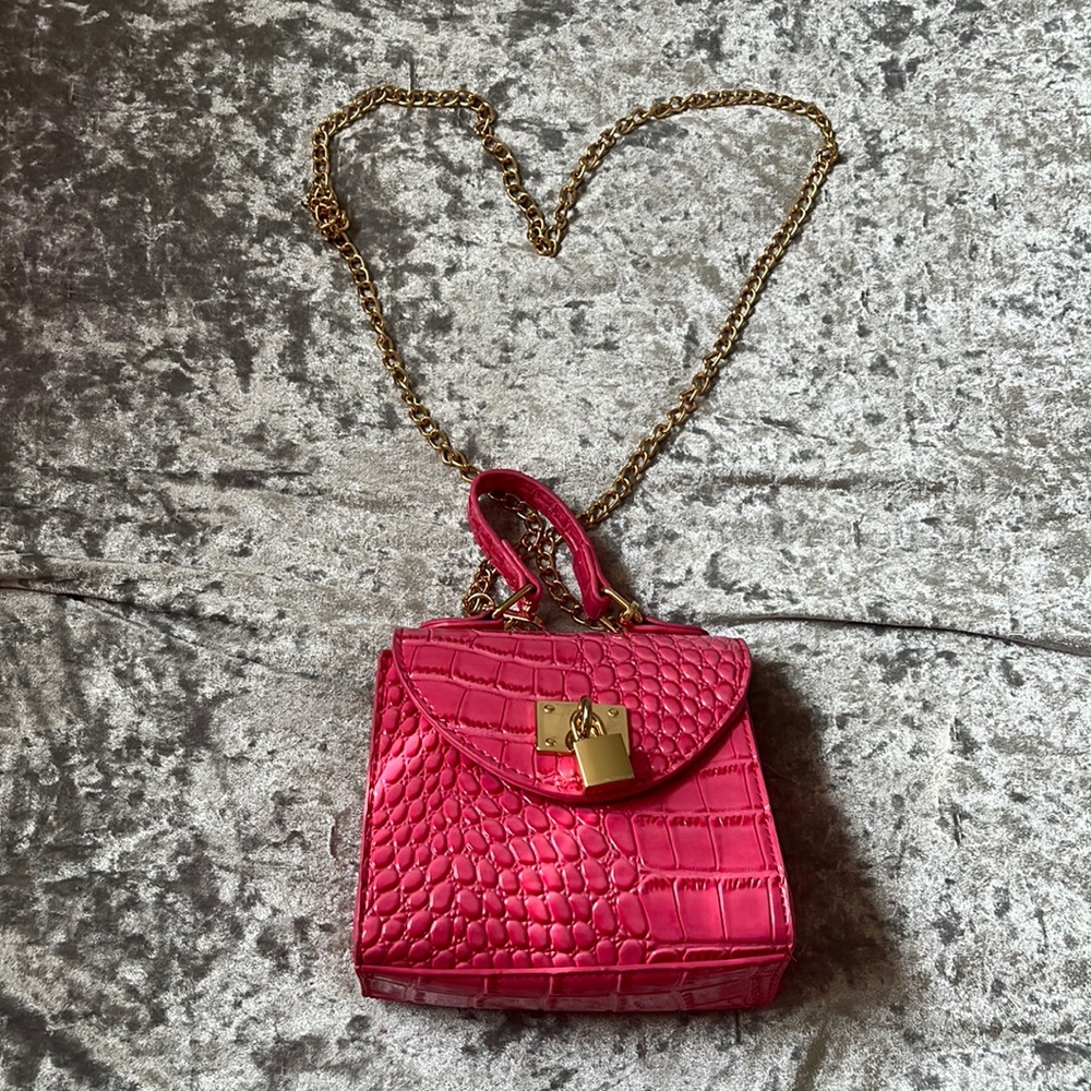 Pink Crocodile faux leather Purse